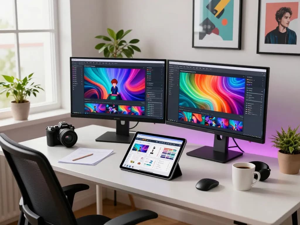Creating AI-generated videos with seedance 2.0 in a vibrant video studio.