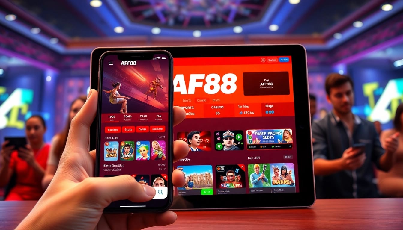 Experience AF88 com's vibrant platform on mobile devices, showcasing a professional and engaging betting interface.