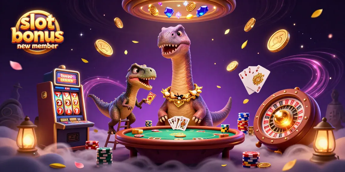 Engage with slot bonus new member and enjoy a vibrant 3D cartoon casino scene with lucky symbols.