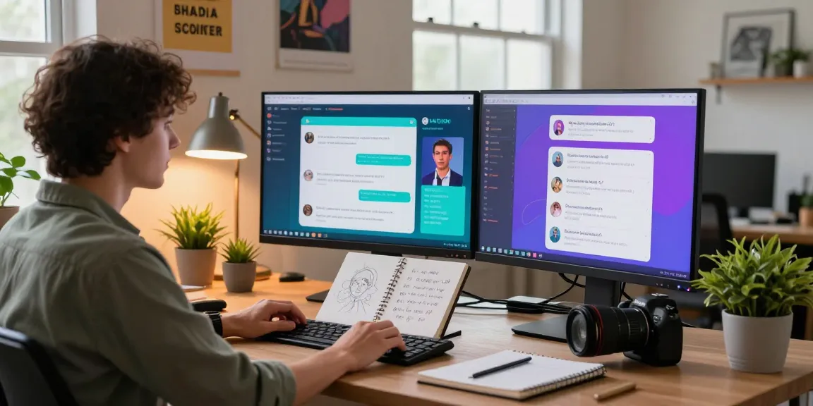 Engaging AI NSFW chat scene in a modern home office, illustrating personalized character interactions.