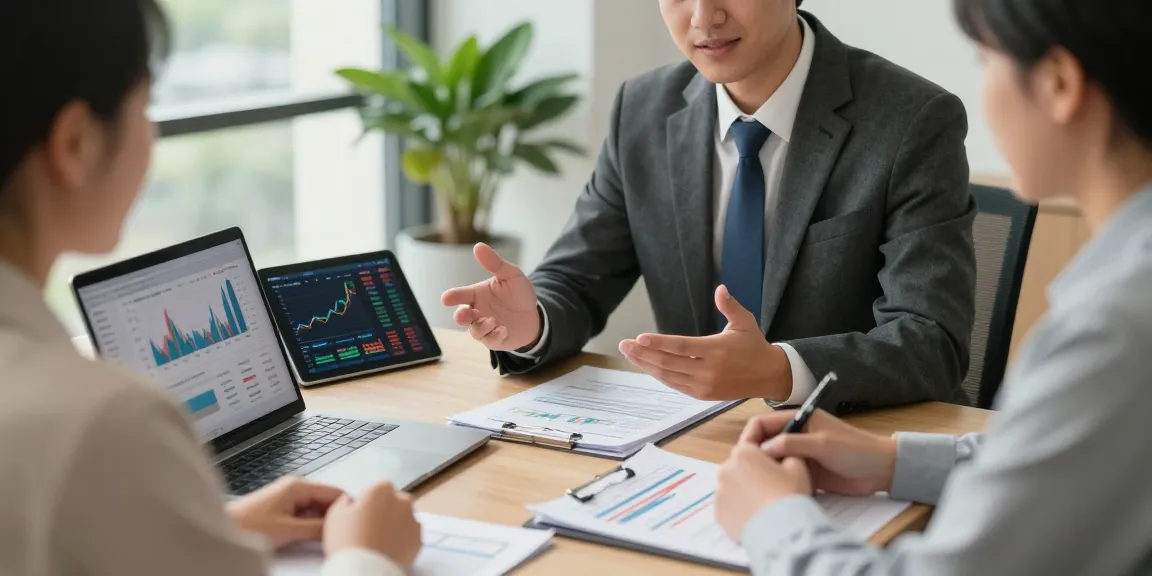 Financial advisor explaining 소액결제현금화 strategies in a modern office
