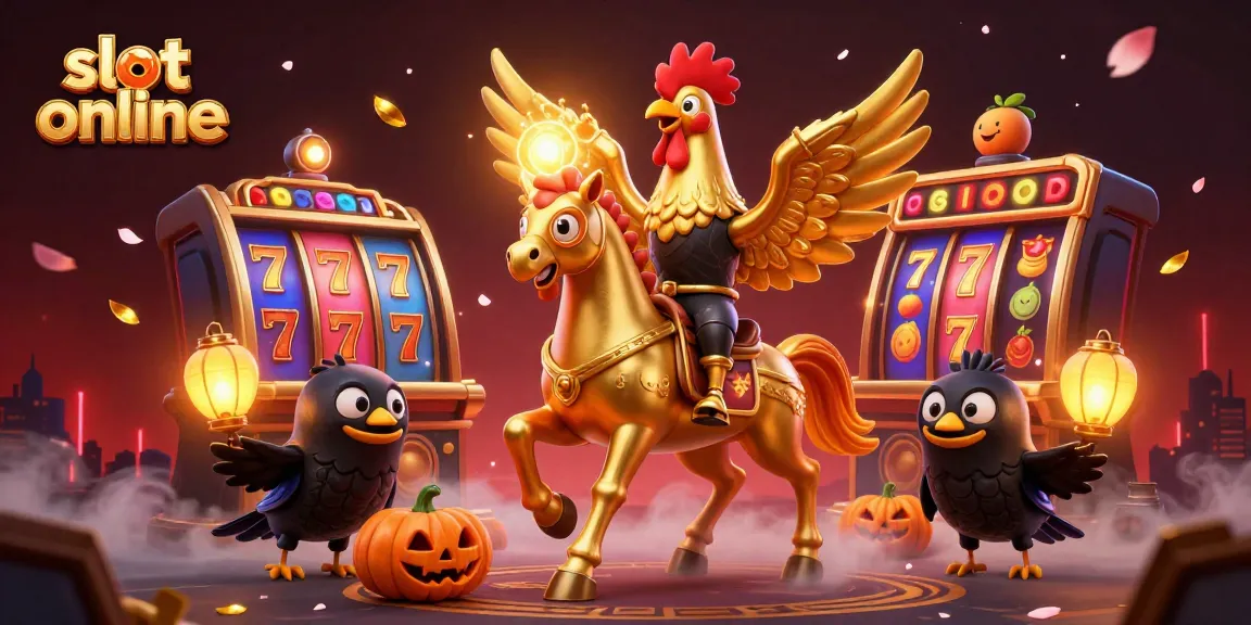 Engage with slot online excitement featuring golden rooster and vibrant jackpot elements.