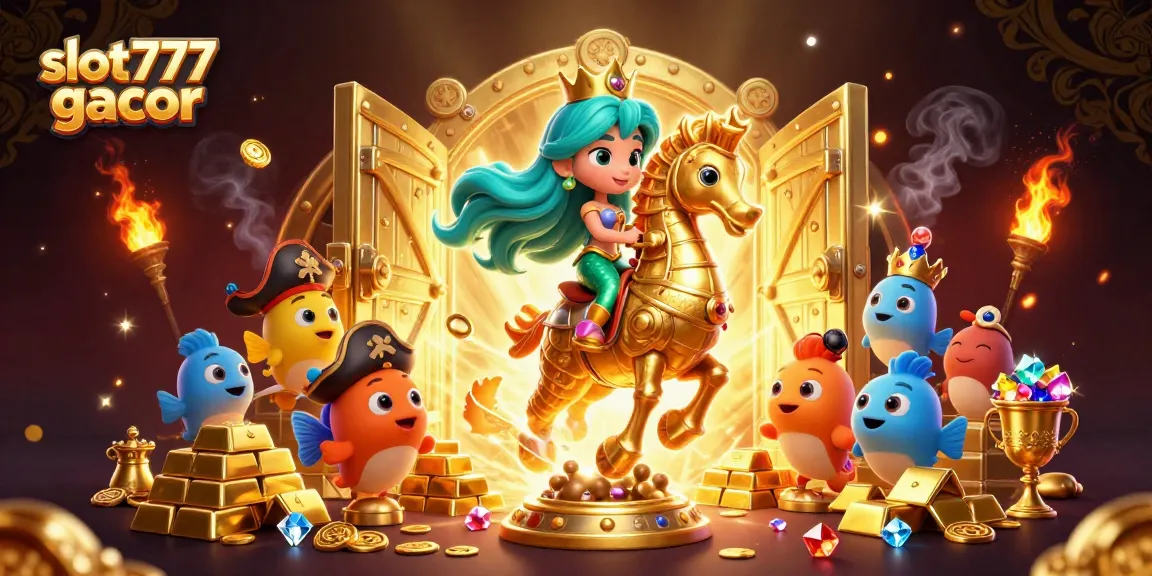 Win big with slot777 gacor in this vibrant and detailed underwater casino adventure illustration.