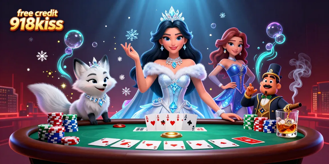 Spin the reels for free credit 918kiss while enjoying a poker-themed fantasy scene.