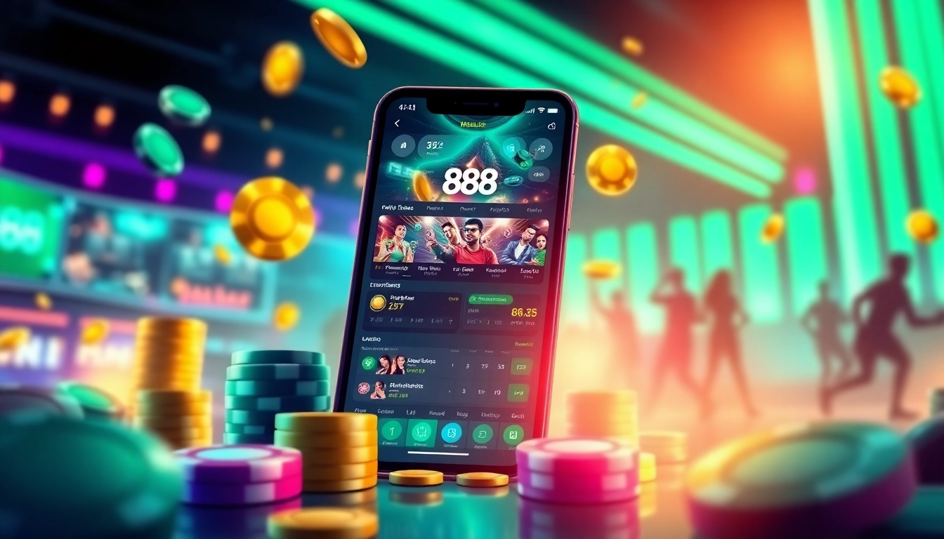 Engaging online gambling interface featuring the 888 new app design with vibrant casino elements.