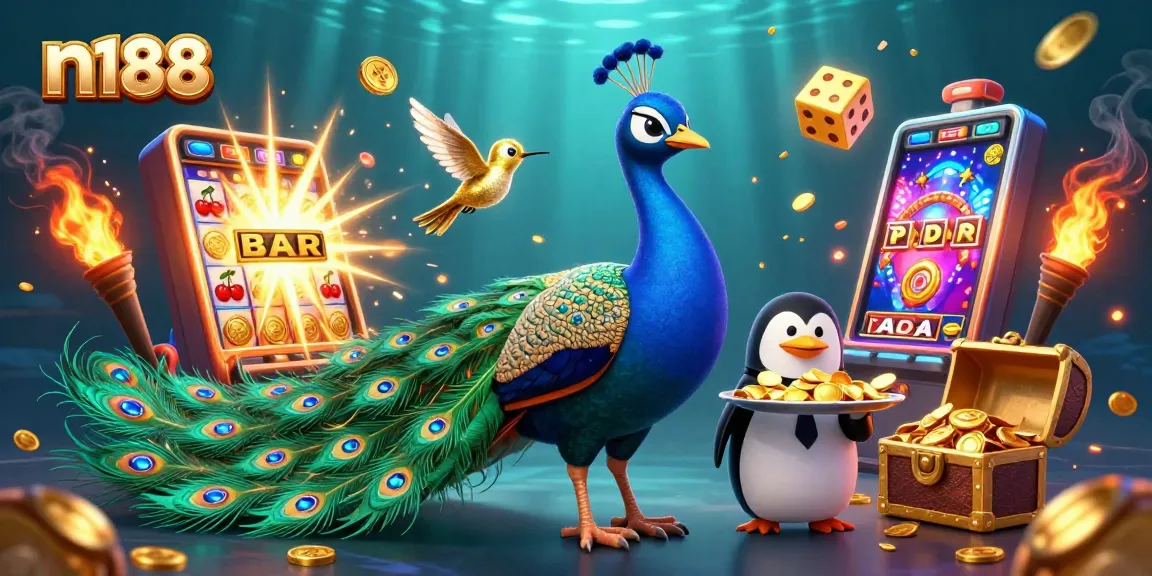 Experience thrilling gaming action with n188, showcasing a vibrant casino scene filled with animated characters and dynamic game elements.
