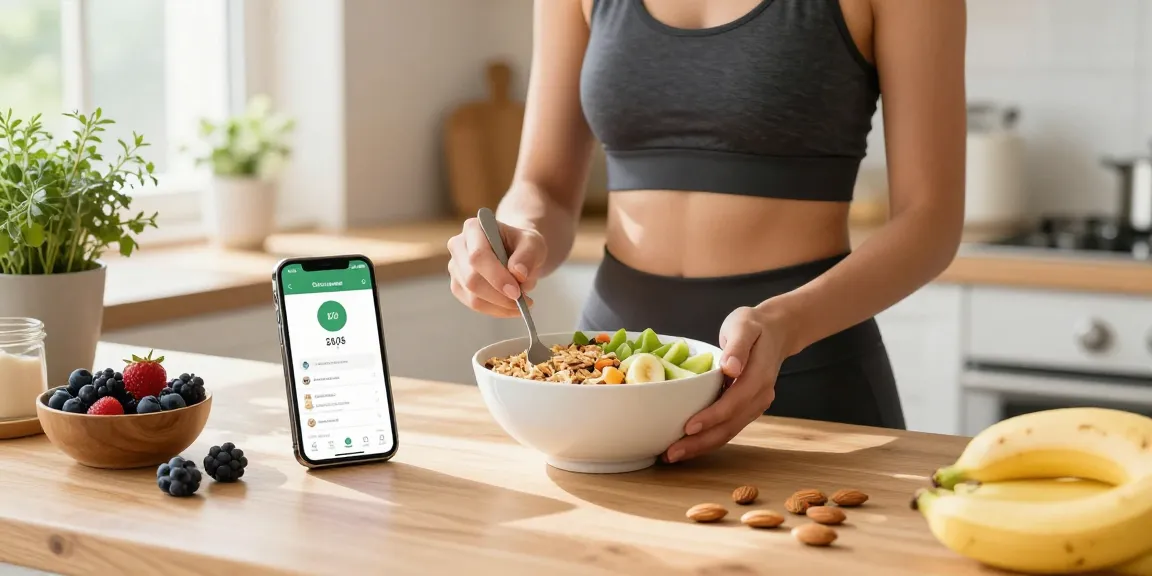 Preparing a healthy breakfast while tracking calories with the best nutrition tracking app.