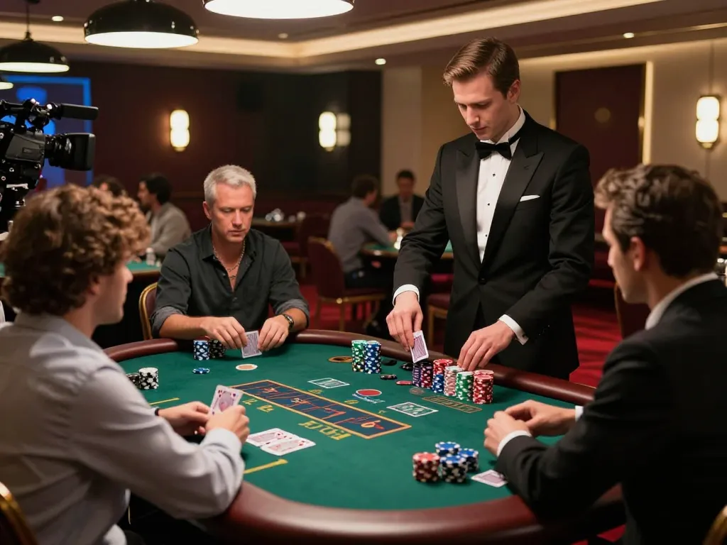 Play blackjack at Fun88's elegant casino, showcasing engaged players and live dealer action.