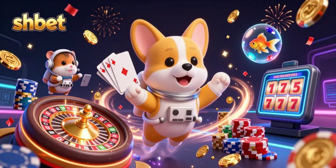Experience shbet's thrilling space casino adventure with an astronaut corgi and colorful game features.