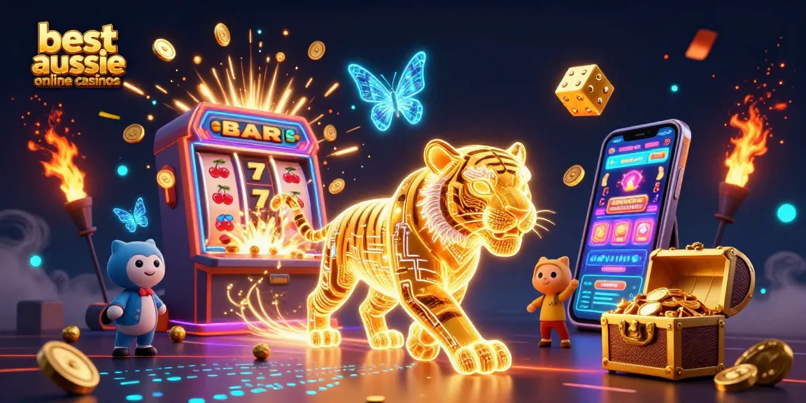 Experience the thrill of the best aussie online casinos in this vibrant 3D casino scene.