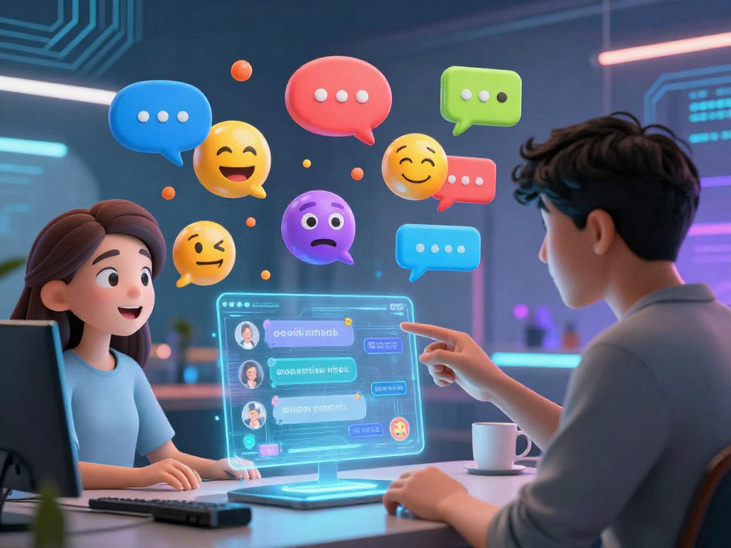 Engaging virtual conversation illustrating hentai ai chat interaction in a dynamic digital space.