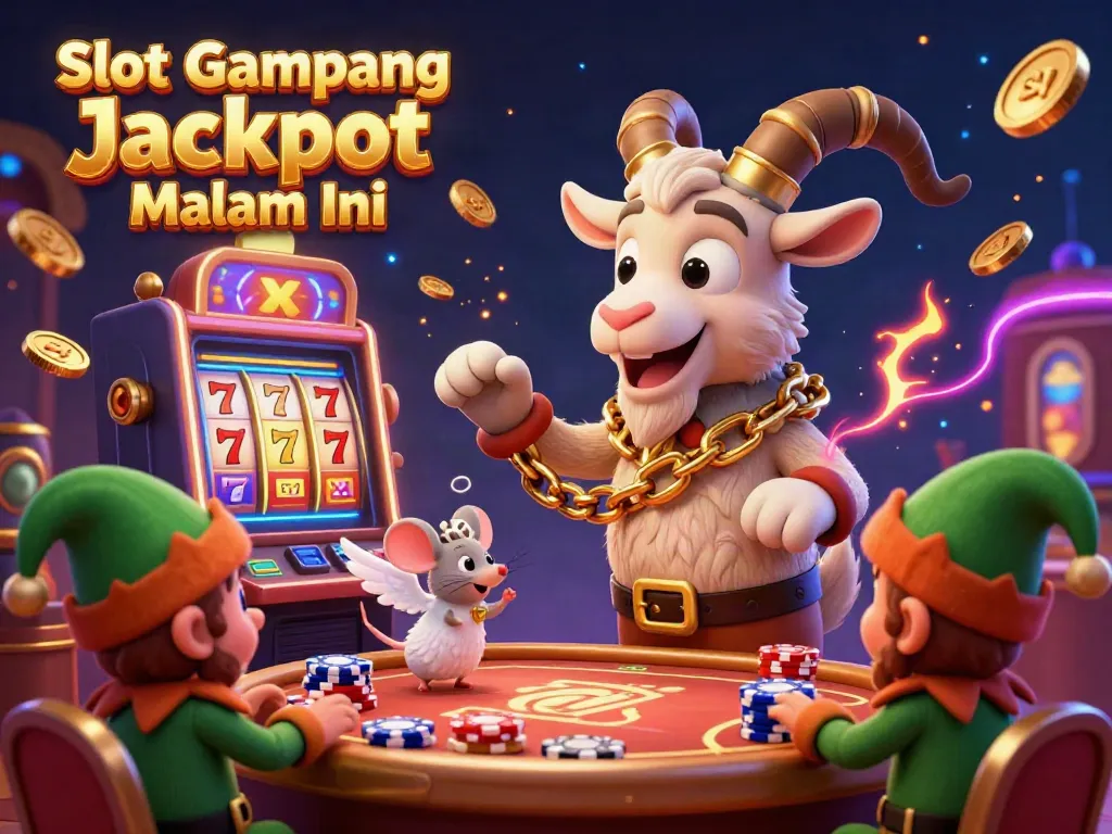 Permainan Slot Gampang Jackpot Malam Ini dengan karakter menghibur di kasino.