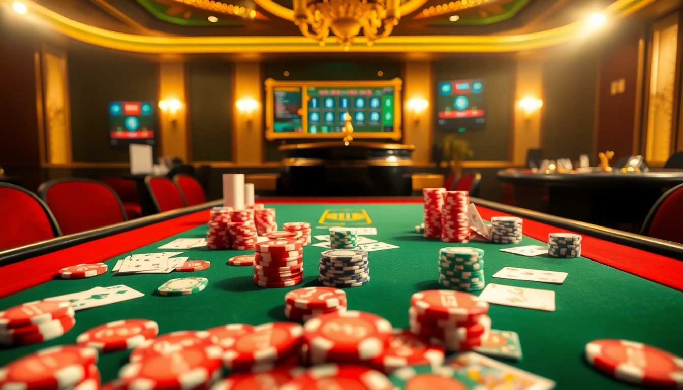 Experience thrilling poker gameplay at xx88.pizzza with vibrant chips and cards.
