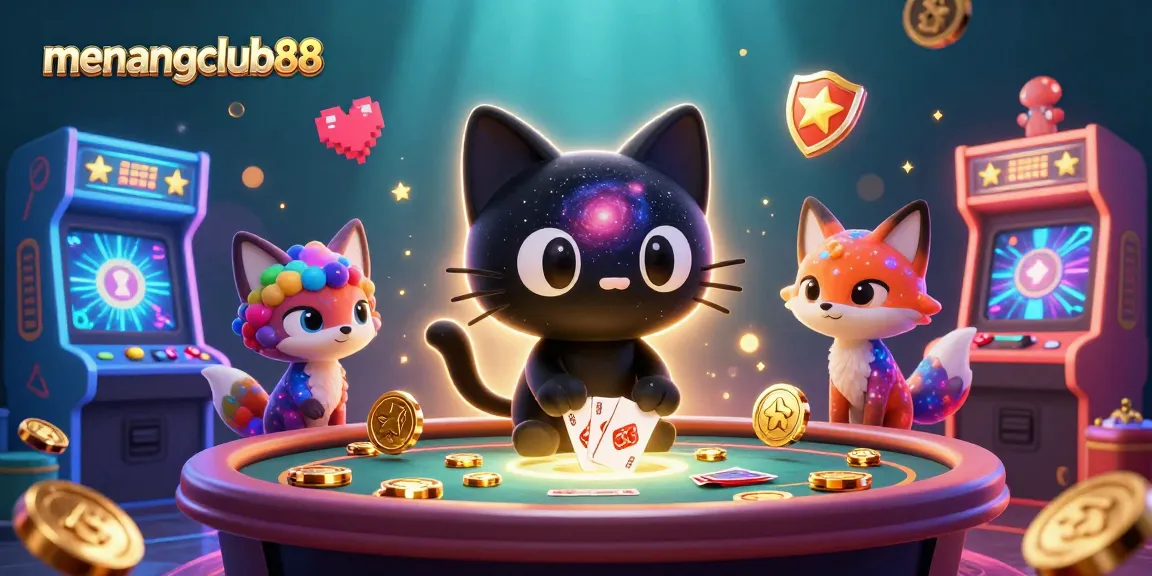 Engage in thrilling gameplay with menangclub88's vibrant cartoon cosmic casino scene