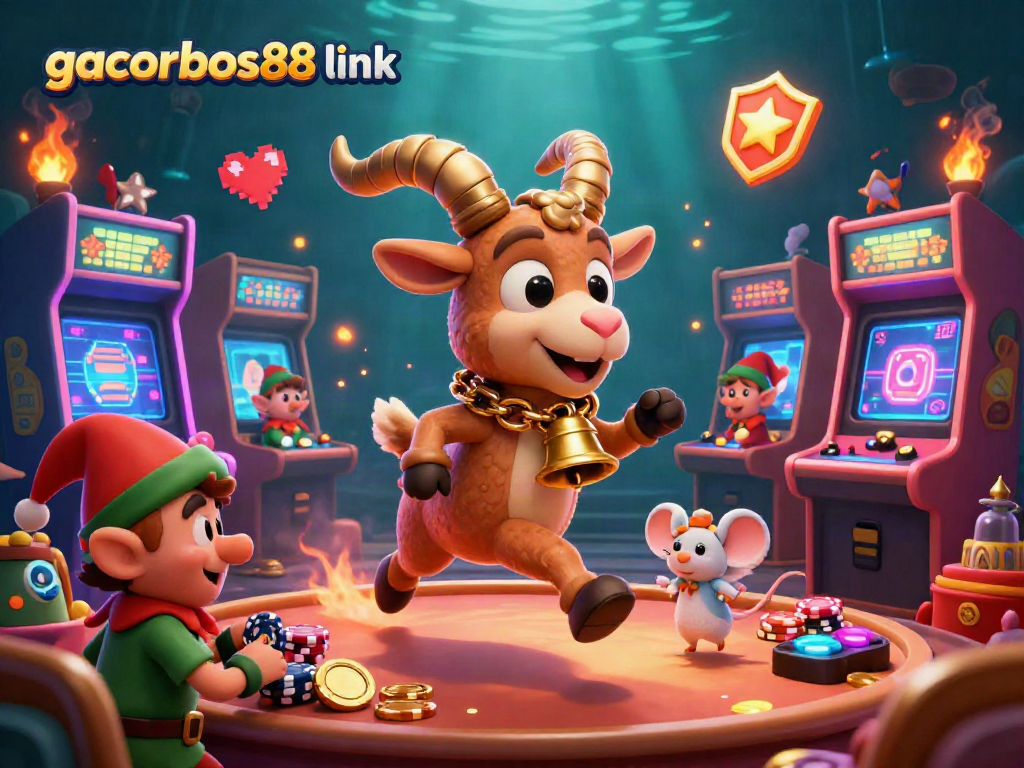 Experience thrilling gameplay with gacorbos88 link in a bustling casino scene filled with vibrant characters and game elements.