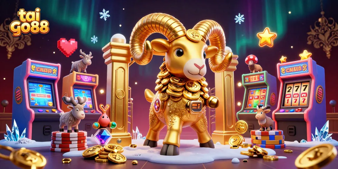 Engage in thrilling gameplay with tai go88 featuring golden ram and arcade-style elements.