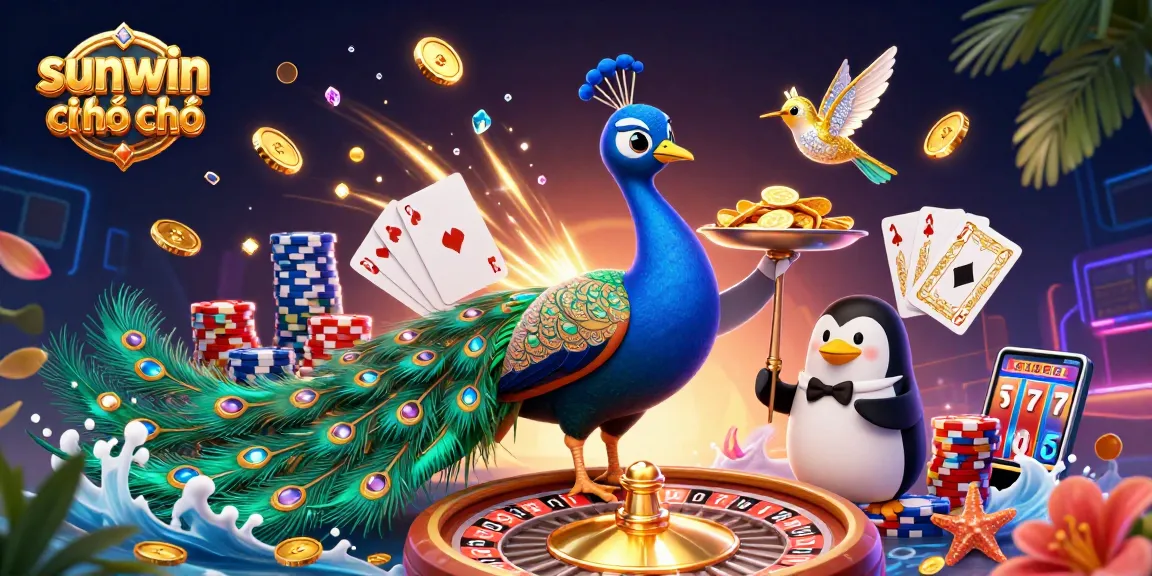 Play and win at sunwin chính chủ with dazzling casino elements and characters in vibrant 3D