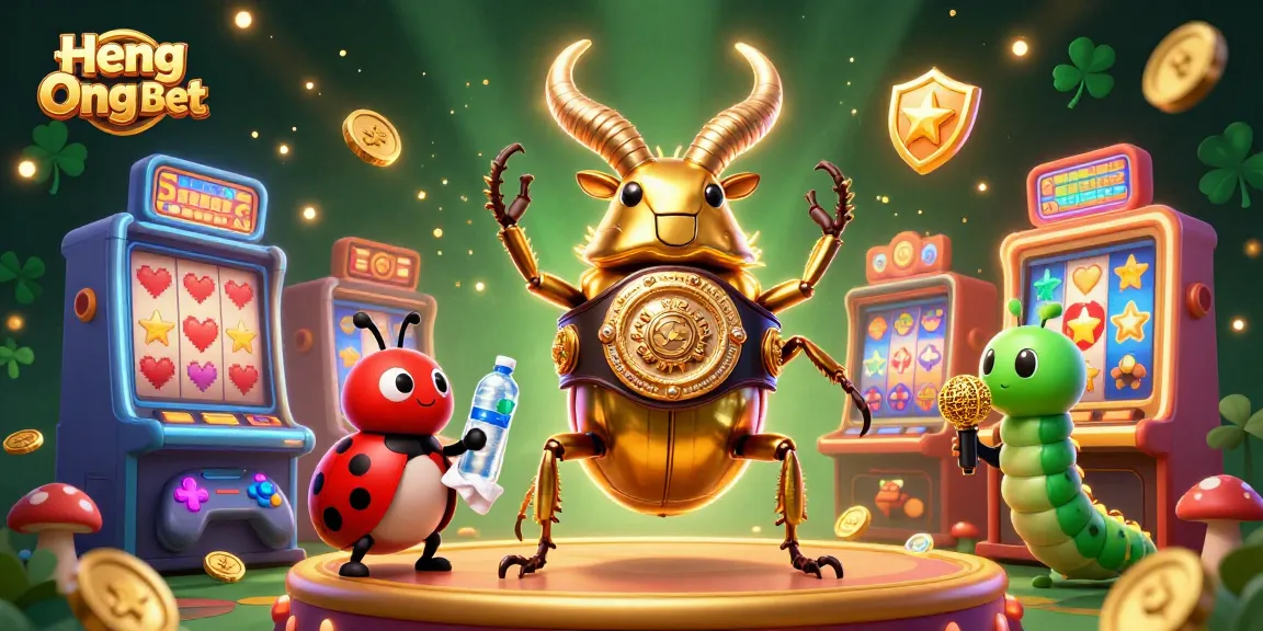 Engage with Heng Ong Bet through thrilling slot machines and vibrant gaming elements in a dynamic casino scene.