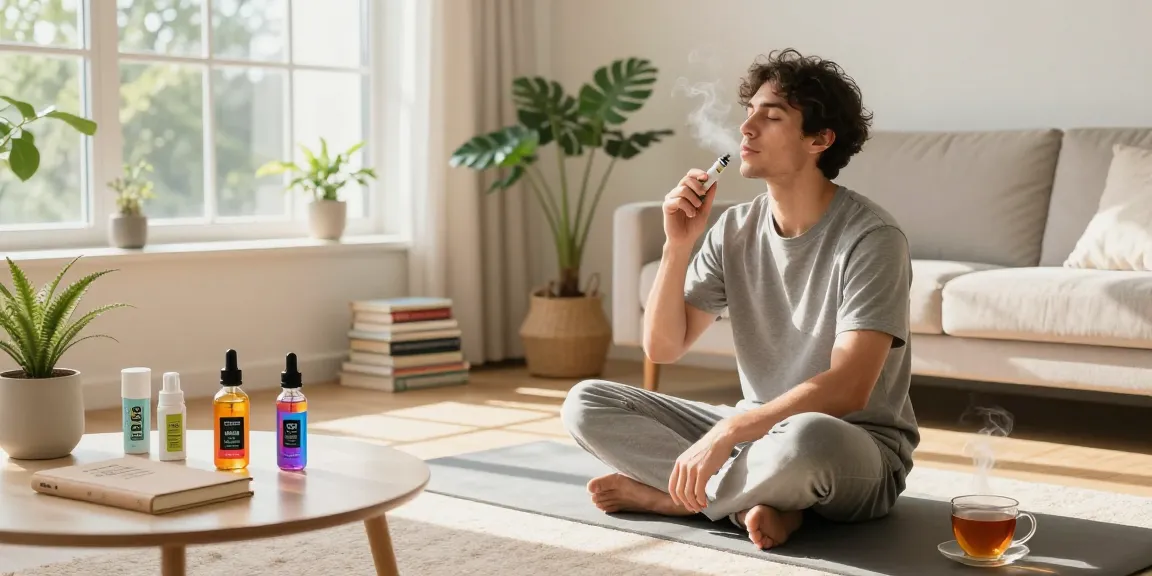live rosin vape cart displayed beside CBD products in a calming wellness scene