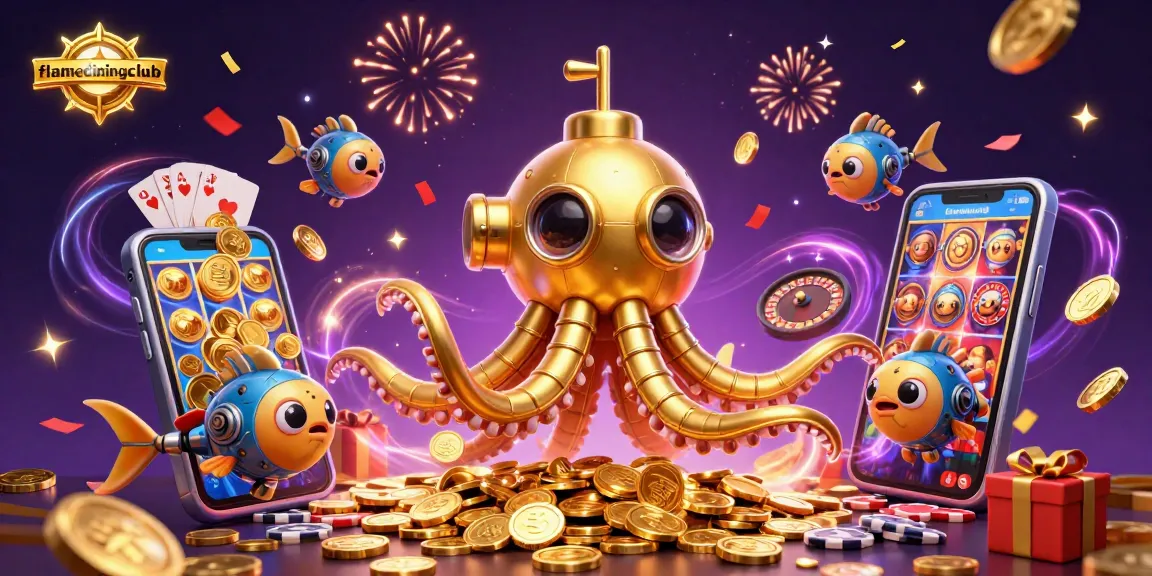 Experience flamediningclub with vibrant slot games, golden coins, and magical casino elements.