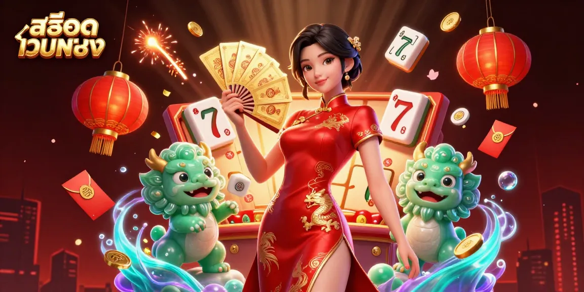 Play slots and win with สล็อตเว็บตรง in a vibrant casino-themed digital illustration.