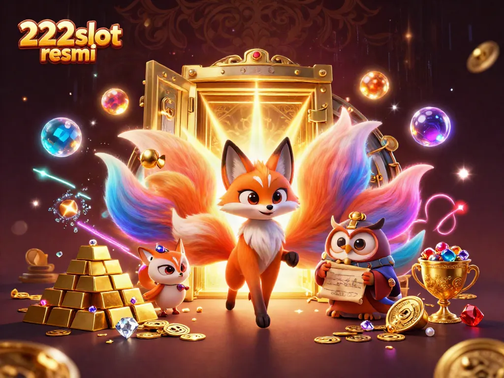 Raih keberuntungan di 222slot resmi dengan ilustrasi kasino yang penuh warna dan berkilau