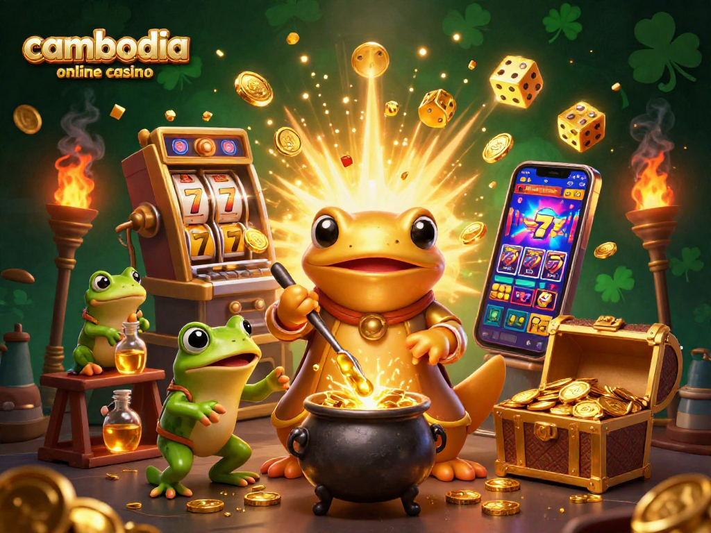 Experience excitement with cambodia online casino featuring a vibrant 3D illustration of casino elements.