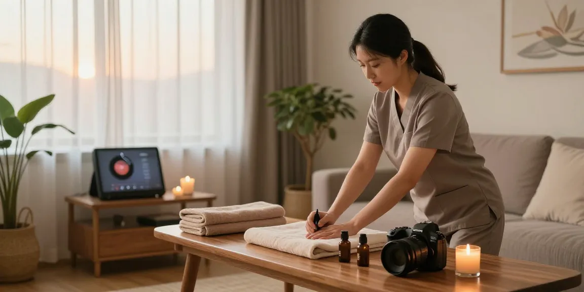 Discover the essence of 남양주출장마사지 in a calming home atmosphere featuring a professional massage setup.