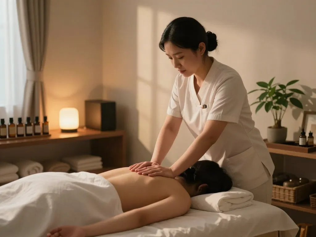 Experience the soothing 용산출장마사지 with a professional therapist in a serene room.