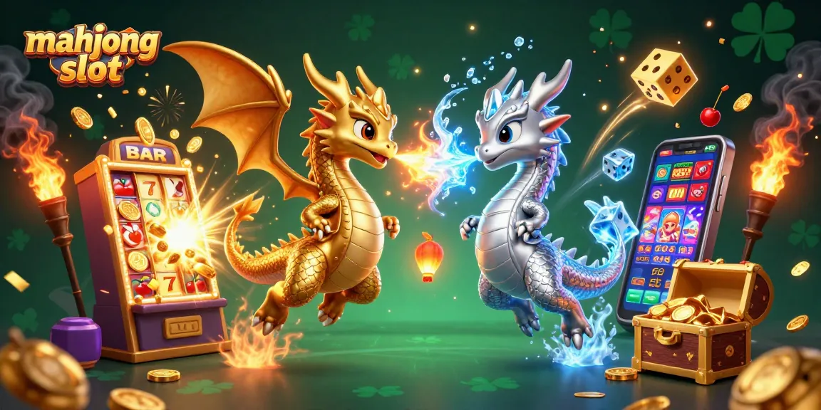 Experience engaging gameplay with Mahjong slot featuring dynamic dragons and dazzling slot elements.