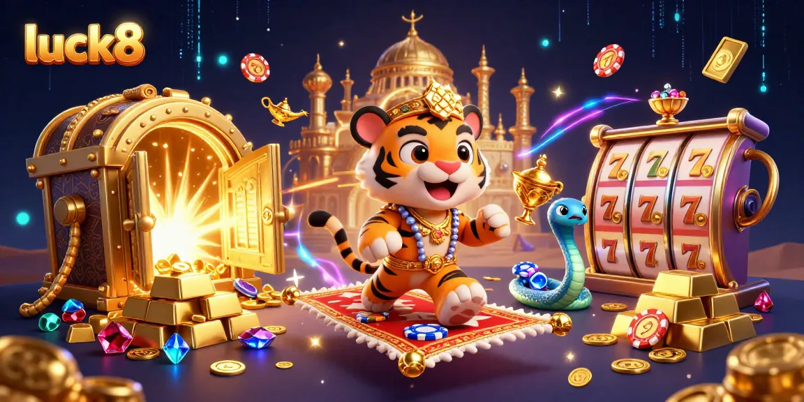 Experience the thrill of luck8 with vibrant casino elements and dramatic characters in a bustling gaming scene.