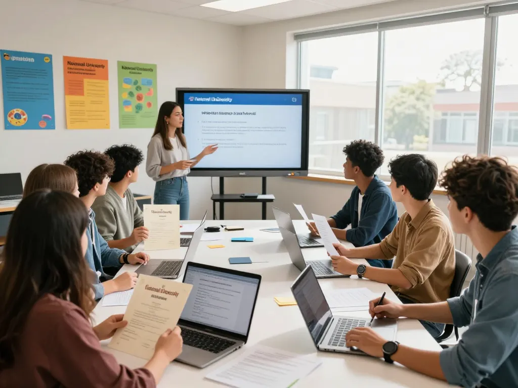 Complete Guidelines for Collecting Certificates from National University (Bangladesh) presented in a collaborative classroom setting.