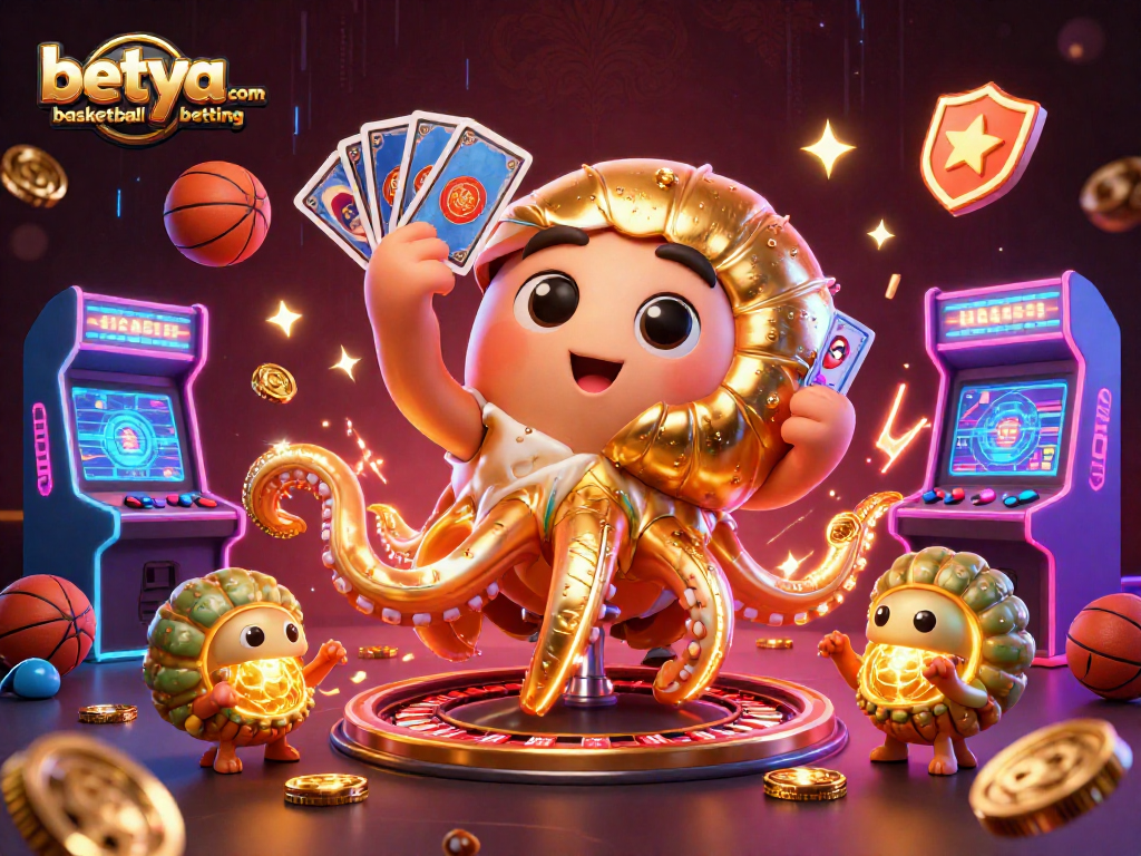 Engage with betya.com basketball betting through an exciting 3D casino scene featuring an ancient nautilus and glowing fossils.