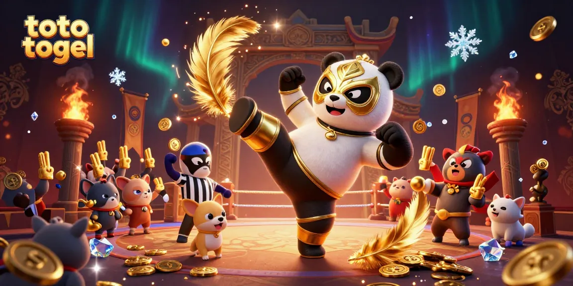 Terlibat dengan toto togel dalam adegan mendebarkan yang menampilkan pegulat panda dan kerumunan hewan meriah.