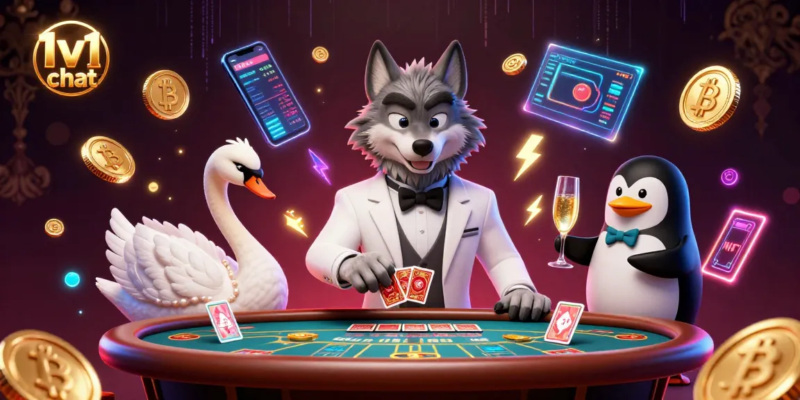 Engage in 1v1 chat with elegant characters in a lively gambling scene.