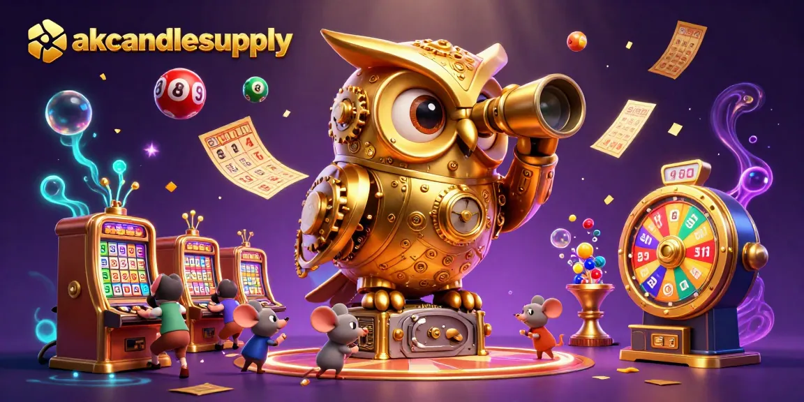 Akcandlesupply menyoroti permainan slot dengan karakter unik dan suasana kasino yang ramai.