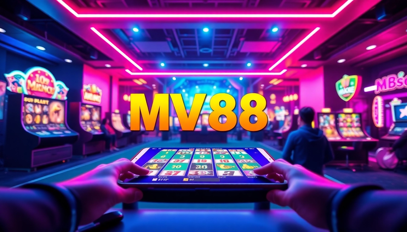 Engaging digital gaming scene featuring MV88 game interface and players celebrating wins.