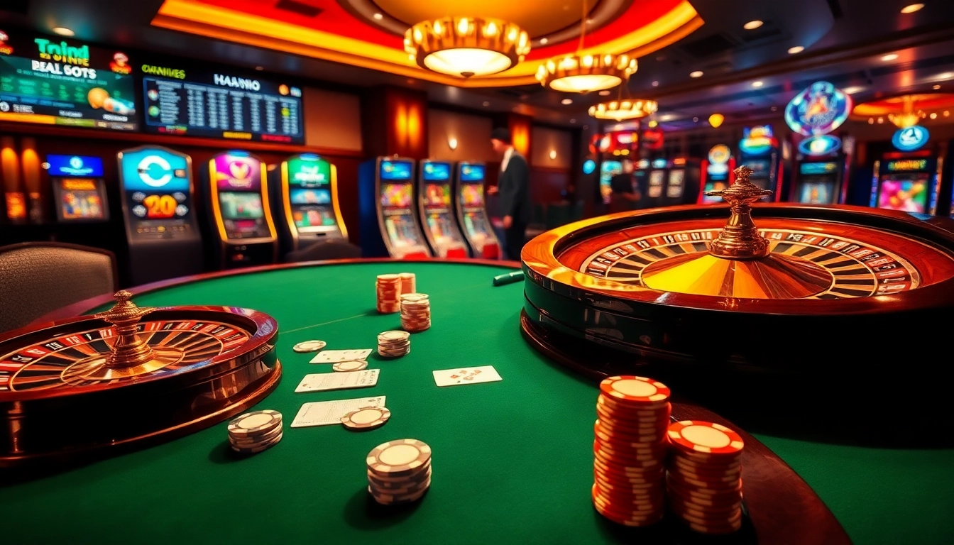 Engaging casino scene showcasing the accessibility of link dự phòng shbet with players enjoying games.