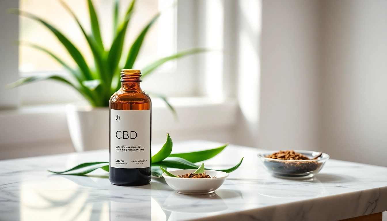 Applying CBD oil for skin benefits in a tranquil skincare routine setting.