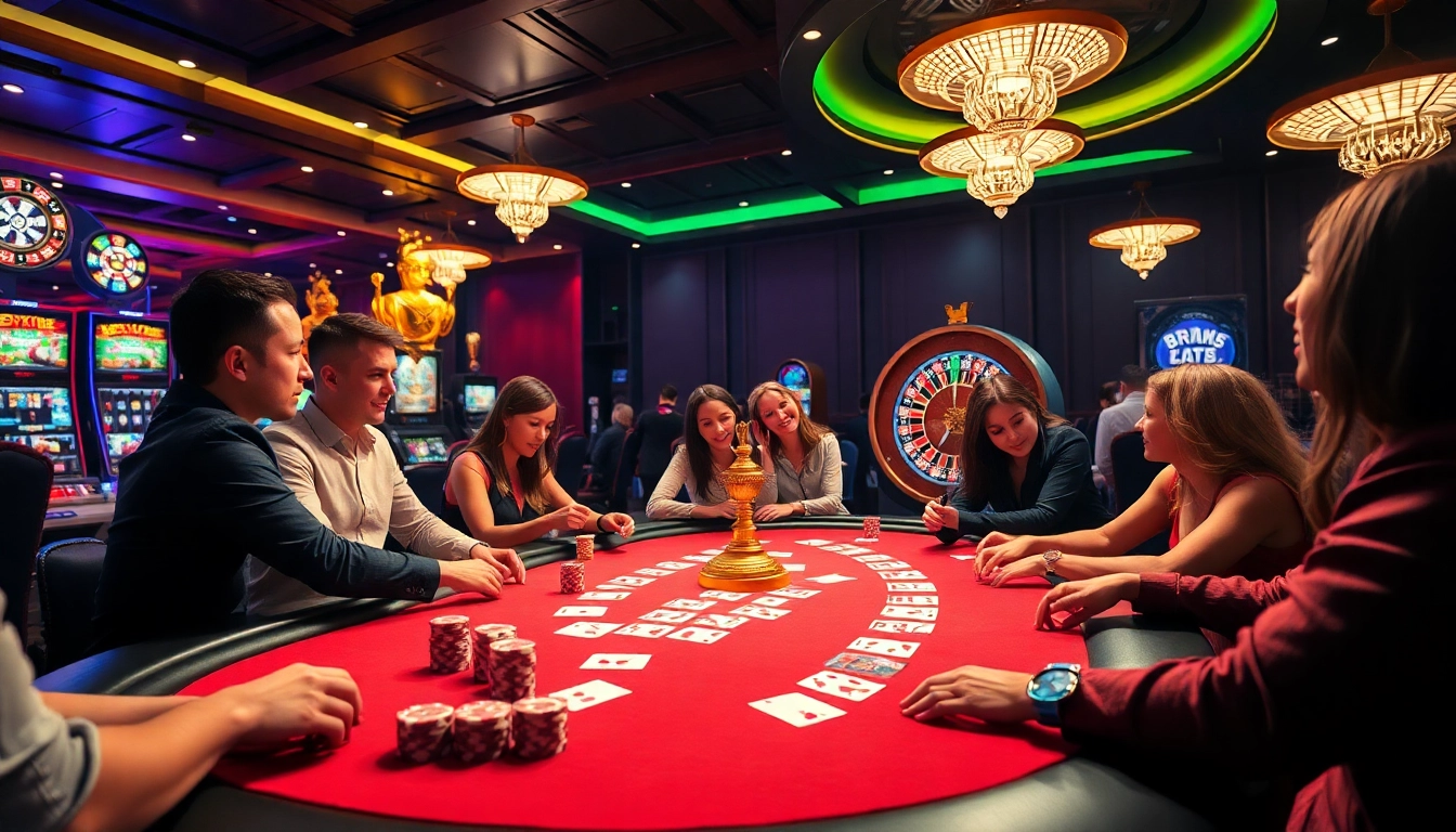 Excited players engage in a strategic game at a luxurious table at https://gg88.guru/ casino.