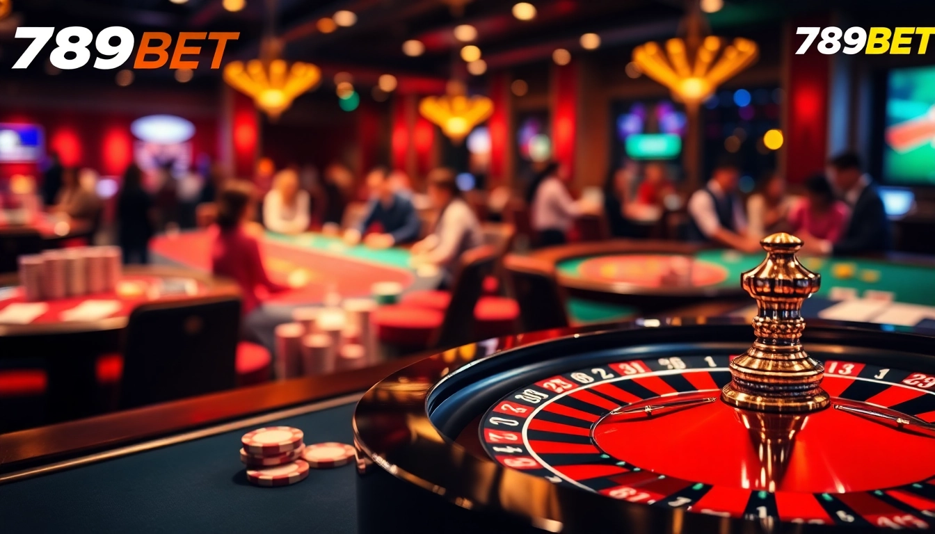 Players enjoying high-stakes gambling at a vibrant 789BET casino table.